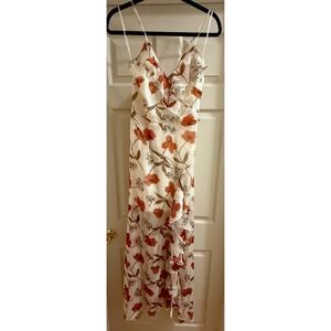 Hommage LA Floral Ruffle Maxi Sun Dress Adjustable Straps Women's Size Small GUC